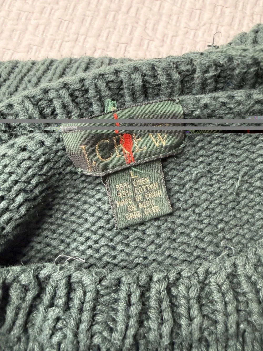 VTG J Crew Oarsman Sweater Sz L Linen Cotton Heavy Knit Fisherman Southwestern